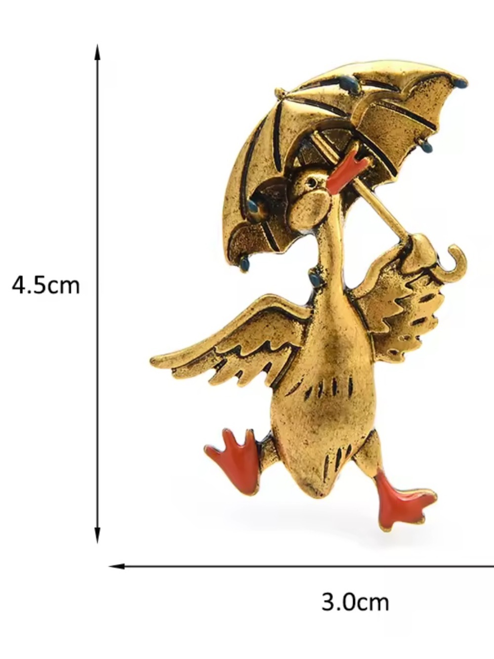 Vintage Umbrella Duck Brooch - Picture 9 of 11